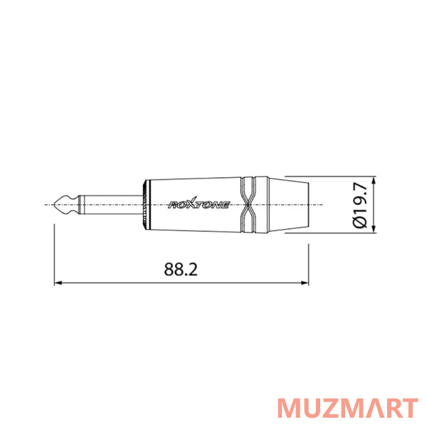 Roxtone RJ2PX-BN Разъем 6,3мм mono Jack