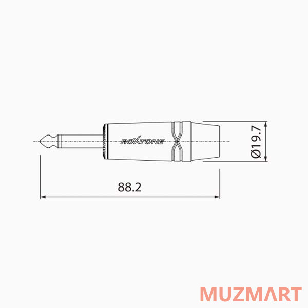 Roxtone RJ2PX-NN Разъем jack 1/4" моно, макс. диаметр кабеля до 10мм