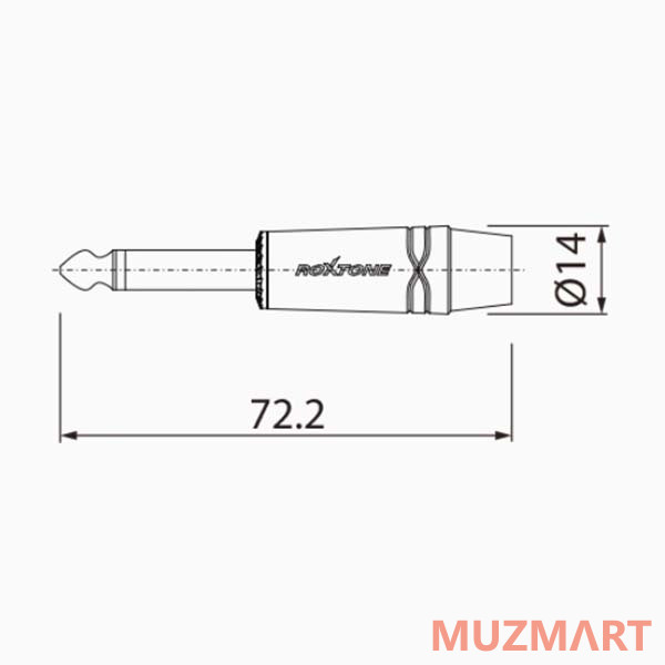Roxtone RJ2PP-NS-BG Разъем 6.3 мм mono Jack