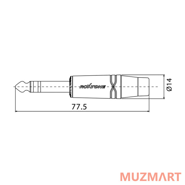 Roxtone RJ3PP-BK-BN Разъем 6.3мм, стерео Jack