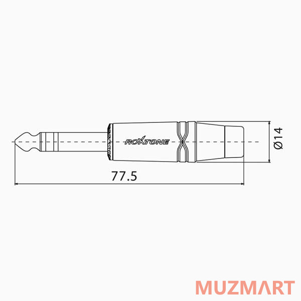 Roxtone RJ3PP-BK-NN Разъем 6.3мм, стерео Jack