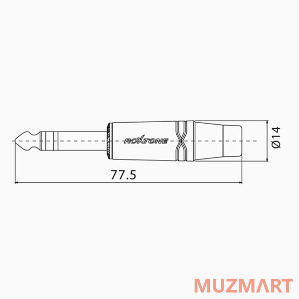 Roxtone RJ3PP-RD-NN Разъем 6.3мм, стерео Jack