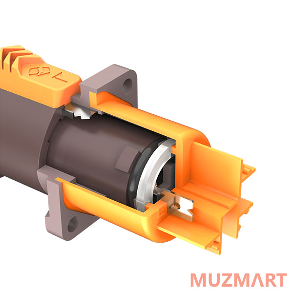 Roxtone RAC3MPI-WP Yellow/Brown Разъем кабельный типа Powercon, пыле и влаго защищенный (IP65), 3-х контактный