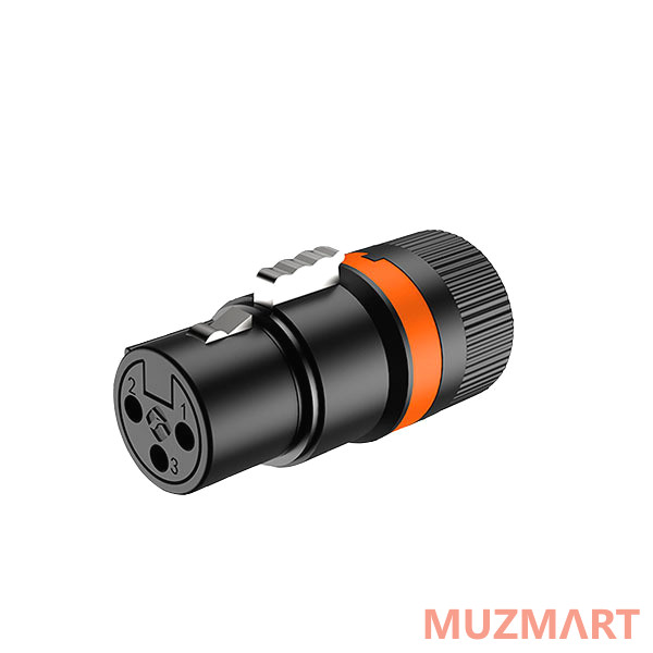 Roxtone LX3F-Black/Orange Разъем угловой XLR "мама" 3-х контактный