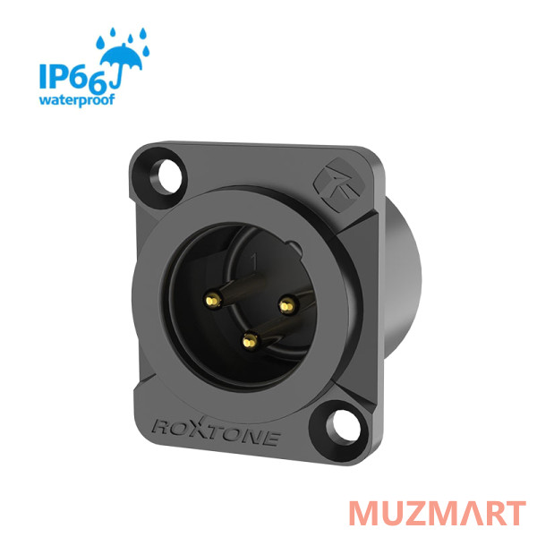 Roxtone RX3MDWP-BG Разъем cannon (XLR) панельный, IP65, папа 3-х контактный