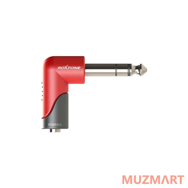 Roxtone RPAN245 (угловой) Переходник угловой 3,5mm stereo Female Jack - 6,3 stereo Male Jack, Цвет: черно-красный