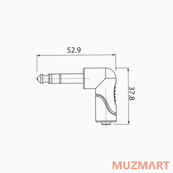 Roxtone RPAN245 (угловой) Переходник угловой 3,5mm stereo Female Jack - 6,3 stereo Male Jack, Цвет: черно-красный