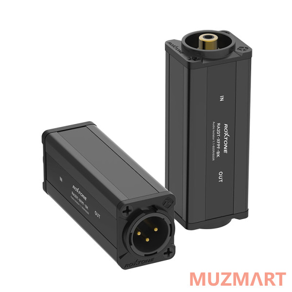 Roxtone RA2DT-XMPF-BK Переходник-адаптер с трансформаторной развязкой с RCA "мама" на 3-х контактный XLR "папа"