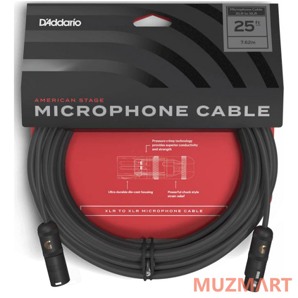 Planet Waves PW-AMSM-25 микрофонный кабель распаянный