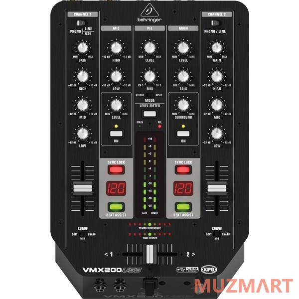 Behringer VMX200USB DJ-микшер со счетчиком темпа