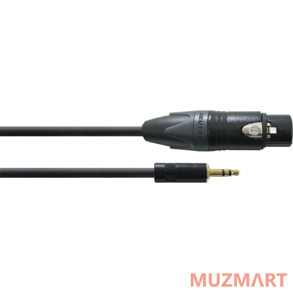 Cordial CPM 3 FW-BAL Микрофонный кабель XLR female/мини-джек стерео 3,5 мм, разъемы Neutrik, 3,0 м, черный