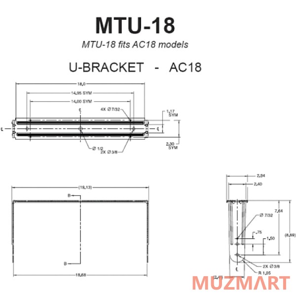 JBL MTU-18 U-кронштейн для AC18/xx, чёрный