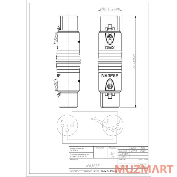 Neutrik NA3F5F Адаптер XLR Female 3 контакта - XLR Female  5 контактов