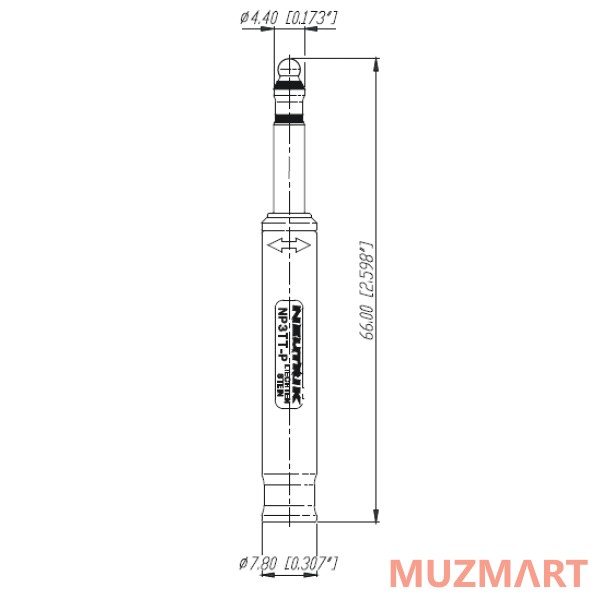 Neutrik NP3TT-P-AU-R Разъем Bantam 4.4мм (0.173"), TR под пайку, S под обжим