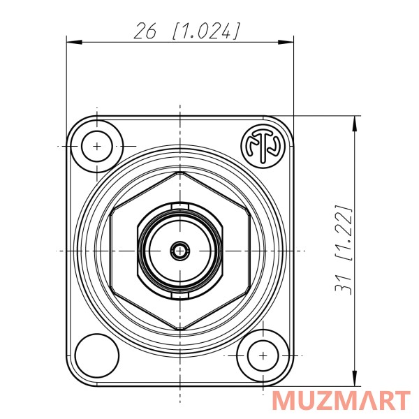 Neutrik NBB75DFI Панельный разъем BNC, D-типа. 75 Ω