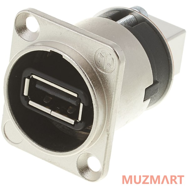 Neutrik NAUSB-W Проходной разъем USB 2.0, D-посадка, никелированный корпус