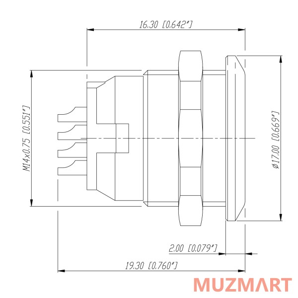 Neutrik MRF12 Панельный разъём miniCON female, 12 контактов