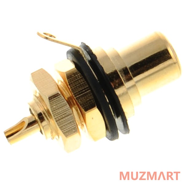 Neutrik NYS367-0 Панельный разъем RCA гнездо, черный изолятор, золоченые контакты