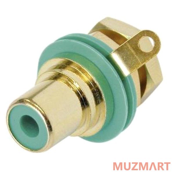 Neutrik NYS367-5 Панельный разъем RCA гнездо, зеленый изолятор, золоченые контакты
