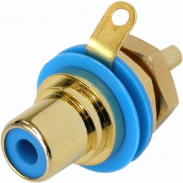 Neutrik NYS367-6 Панельный разъем RCA гнездо, синий изолятор, золоченые контакты