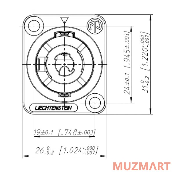 Neutrik NL2MP Панельный разъём Speakon 2-контактный, 30А