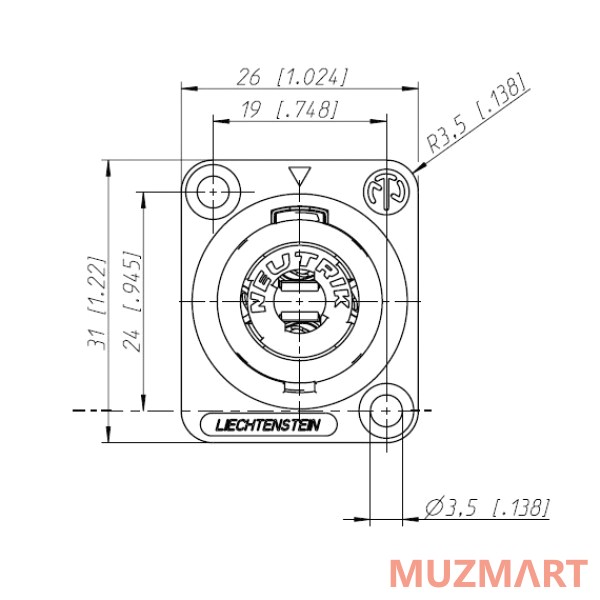 Neutrik NL4MP-ST Панельный разъём Speakon 4-контактный, 30А
