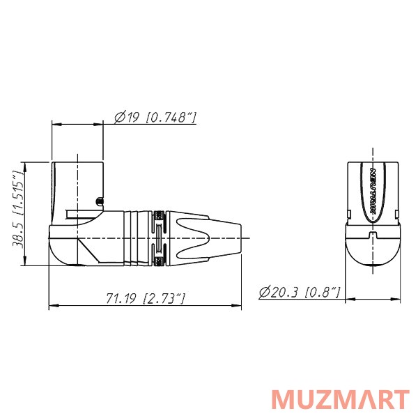 Neutrik NC3MRX Кабельный разъем угловой XLR male