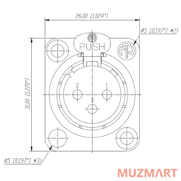 Neutrik NC3FD-L-1 Панельный разъем XLR female, посеребренные контакты