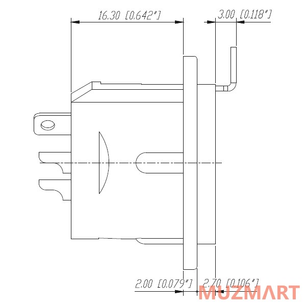 Neutrik NC3FD-L-1 Панельный разъем XLR female, посеребренные контакты