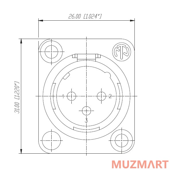 Neutrik NC3MD-L-B-1 Панельный разъем XLR male