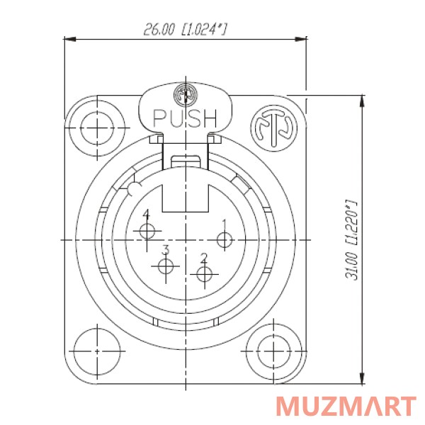 Neutrik NC4FD-L-1 Панельный разъем XLR female 4 контакта