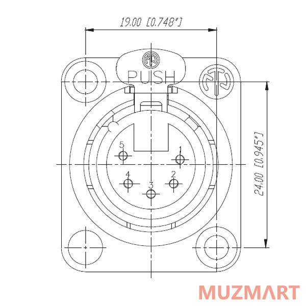 Neutrik NC5FD-L-1 Панельный разъем XLR female 5 контактов