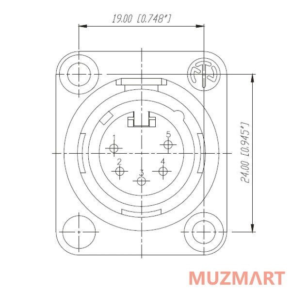 Neutrik NC5MD-L-1 Панельный разъем XLR male 5 контактов