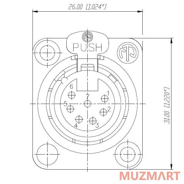 Neutrik NC7FD-L-1 Панельный разъем XLR female 7 контактов