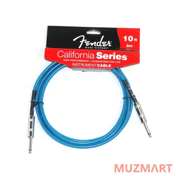 Fender 10` California Cable Lake Placid Blue Кабель инструментальный Jack-Jack, 3м