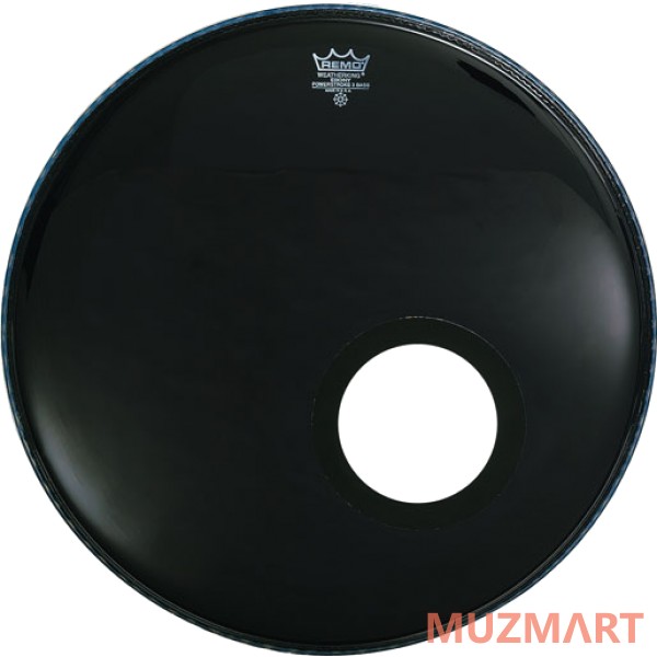 Remo POWERSTROKE® 3 22` Ebony W/PRE-CUT Hole Пластик для бас-барабана 22"