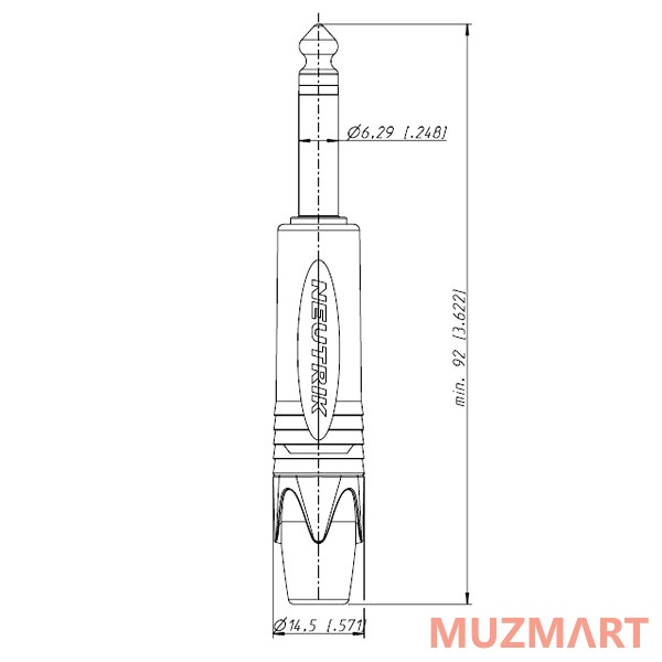 Neutrik NP2X-B Кабельный разъем Jack 6.3мм TS моно штекер
