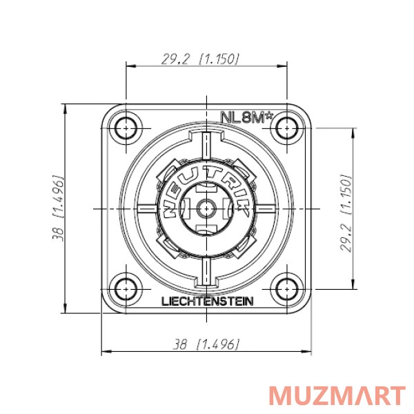 Neutrik NLT8MP Панельный разъем Speakon 8-контактный, 40А