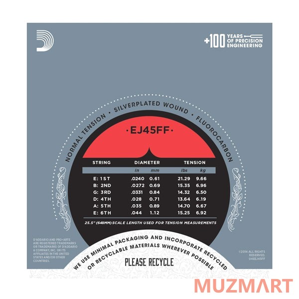 D'Addario EJ45FF Normal Струны для классической гитары