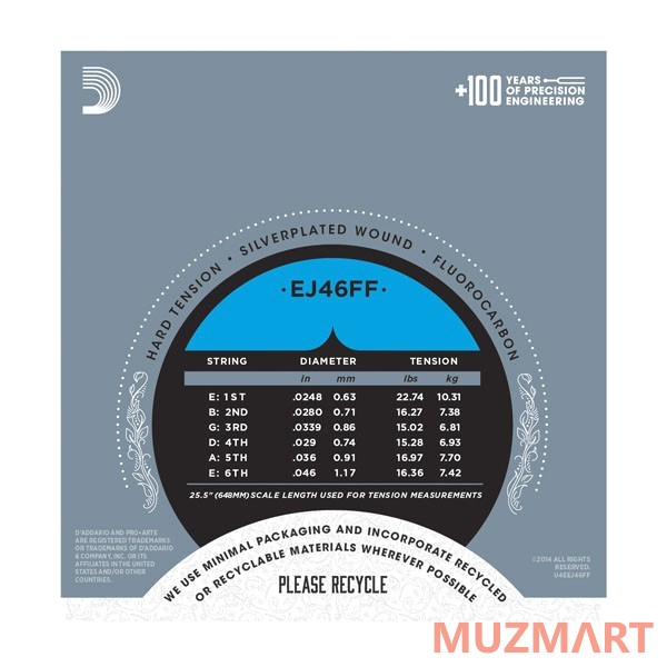 D'Addario EJ46FF Hard Струны для классической гитары