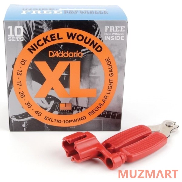 D'Addario EXL110-10PWIND Струны для электрогитары + вертушка для струн в подарок!