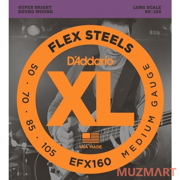 D'Addario EFX160 Струны для 4-х струнной бас гитары, Medium, 50-105