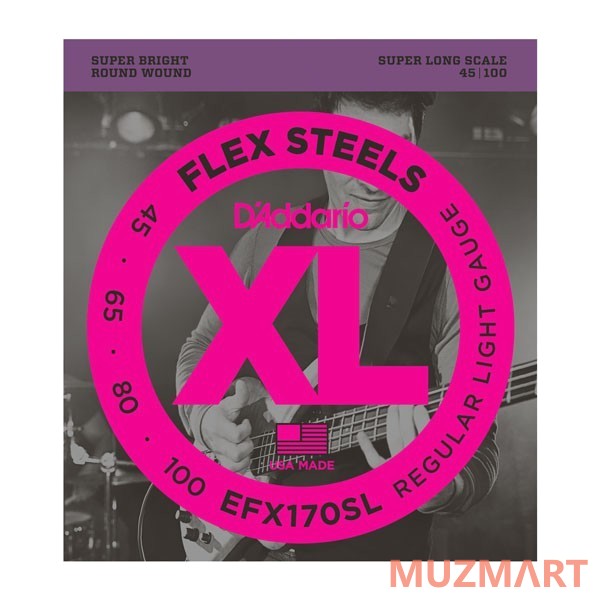 D'Addario EFX170SL Струны для 4-х струнной бас гитары, Light, 45-100