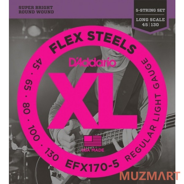 D'Addario EFX170-5 Струны для 5-ти струнной бас гитары, 45-130