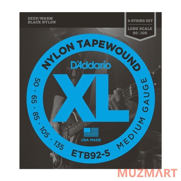 D'Addario ETB92-5 Струны для 5-ти струнной бас гитары, Medium, 50-135