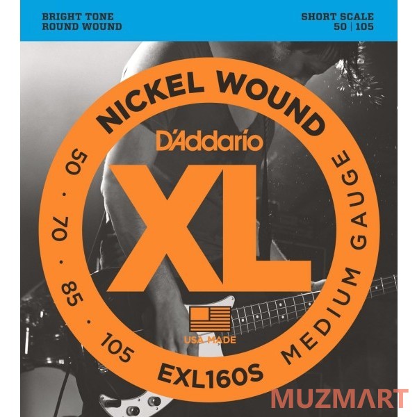 D'Addario EXL160S Струны для 4-х струнной бас гитары, Medium 50-105