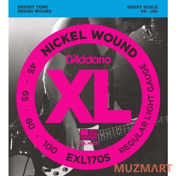 D'Addario EXL170S Струны для 4-х струнной бас гитары, Medium, 45-100