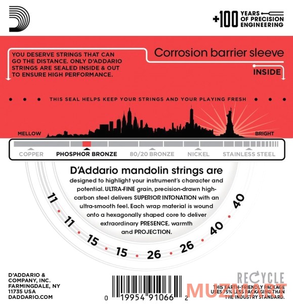 D'Addario EJ74 Струны для мандолины, Medium 11- 40