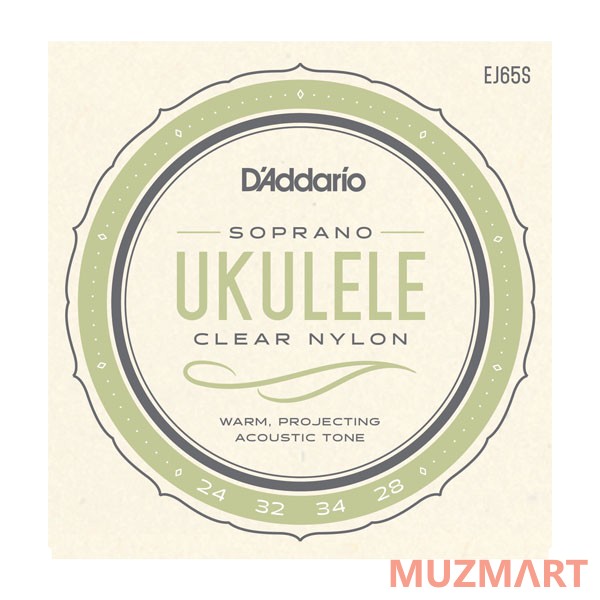 D'Addario EJ65S Струны для укулеле сопрано, чистый нейлон