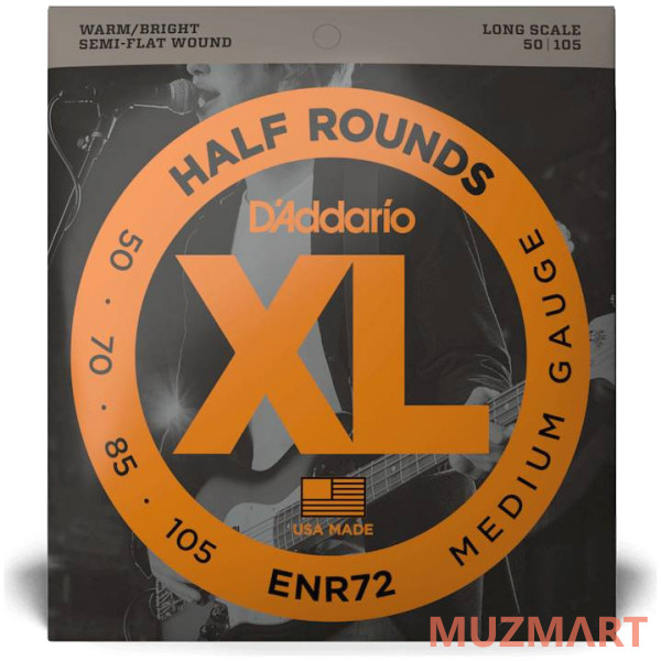 D'Addario ENR72 Струны для 4-х струнной бас гитары, Medium 50-105
